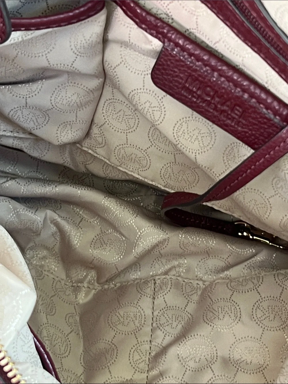 Michael Kors Plum Pebbled Leather Shoulder Hobo with Gold Hardware